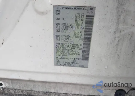 2017 Nissan Rogue Sv z USA, uszkodzony, nr VIN 5N1AT2MN9HC774797